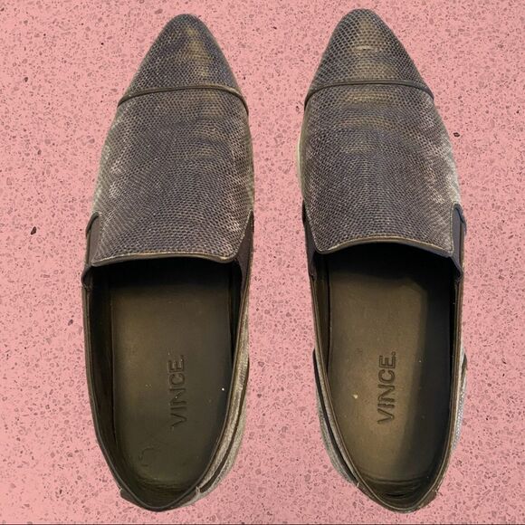 Vince Paeyre grey ombré pointed toe slip on shoes snakeskin - Picture 4 of 8